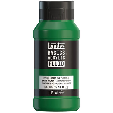 LQX BASICS FLUID ACRYLIC 118ML HOOKERS GREEN HUE PERMANENT 887452055570 [ROW]