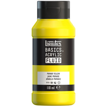 LQX BASICS FLUID ACRYLIC 118ML PRIMARY YELLOW 887452055334 [ROW]