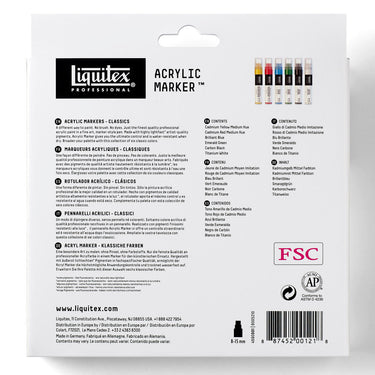 LQX ACRYLIC MARKER SET 6X 8-15MM CLASSICS [BACK] 887452001218