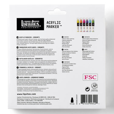 LQX ACRYLIC MARKER SET 6X 8-15MM VIBRANTS [BACK] 887452993421