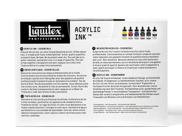 LQX ACRYLIC INK SET 6X30ML ESSENTIALS [BACK] 887452997481